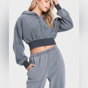 (SET) Kuwalla Brushed Henley Sweatsuit